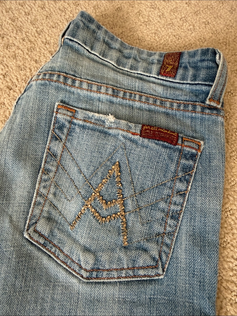 7 Seven for All Mankind Women's Rhinestone A Pocket Boot Cut~ Jeans~ Size 26